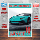 Personalised Kids - Adults - Lamborghini-1 Birthday Card (SA)