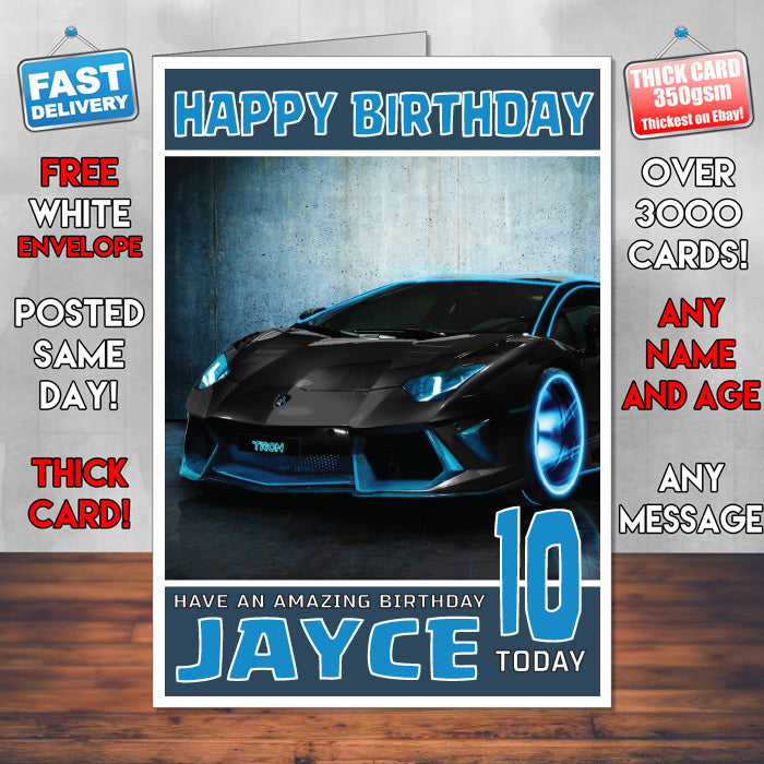 Personalised Kids - Adults - Lamborghini-7 Birthday Card (SA)
