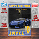 Personalised Kids - Adults - Lamborghini-9 Birthday Card (SA)