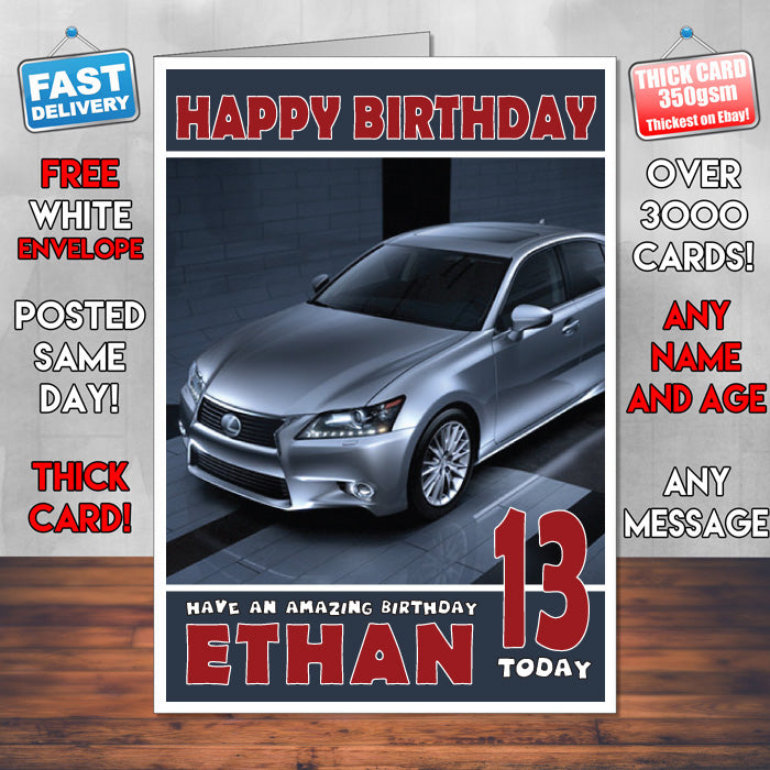 Personalised Kids - Adults - Lexus-10 Cars Birthday Card (SA)