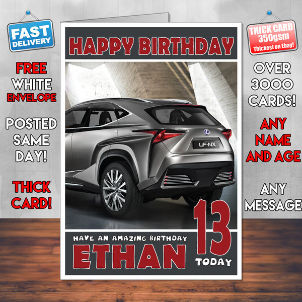 Personalised Kids - Adults - Lexus-11 Cars Birthday Card