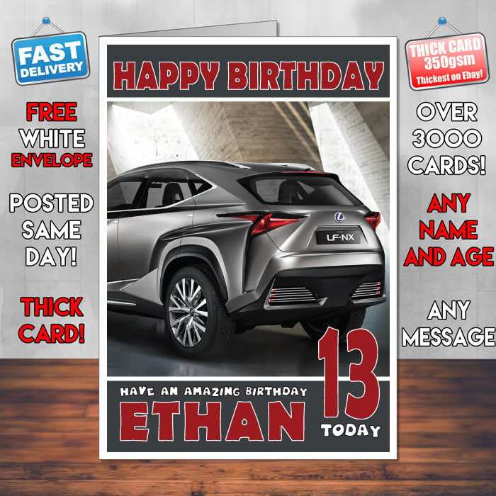 Personalised Kids - Adults - Lexus-11 Cars Birthday Card (SA)