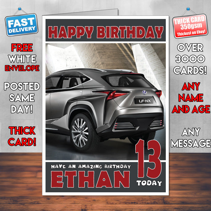 Personalised Kids - Adults - Lexus-11 Cars Birthday Card (SA)