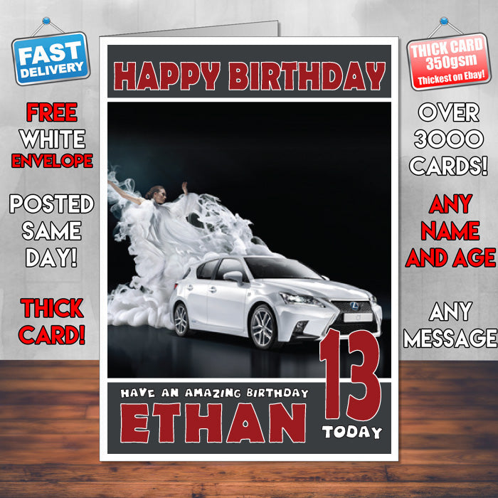 Personalised Kids - Adults - Lexus-12 Cars Birthday Card (SA)