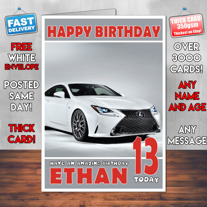 Personalised Kids - Adults - Lexus-13 Cars Birthday Card (SA)