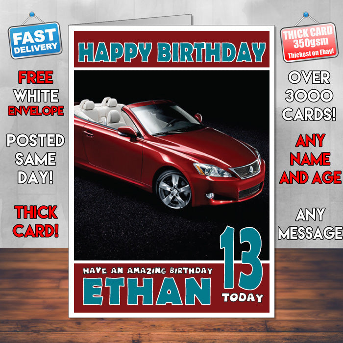 Personalised Kids - Adults - Lexus-15 Cars Birthday Card (SA)