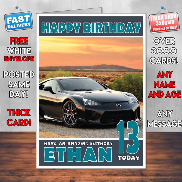 Personalised Kids - Adults - Lexus-16 Cars Birthday Card (SA)