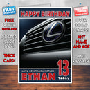 Personalised Kids - Adults - Lexus-18 Cars Birthday Card (SA)