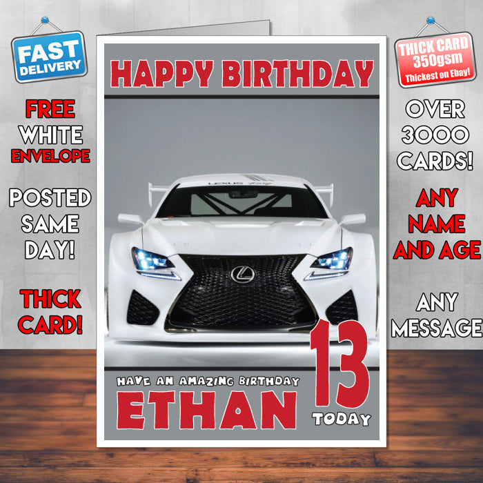 Personalised Kids - Adults - Lexus-7 Cars Birthday Card (SA)