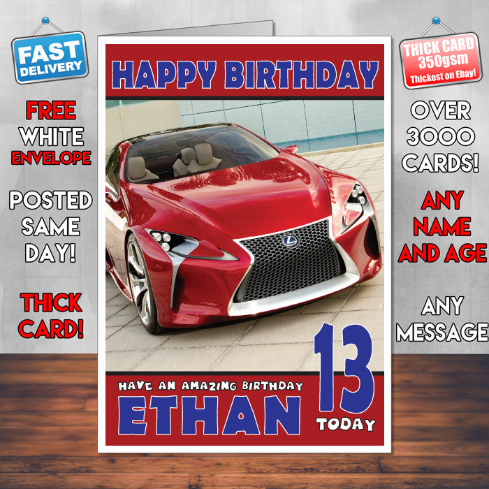 Personalised Kids - Adults - Lexus-8 Cars Birthday Card (SA)