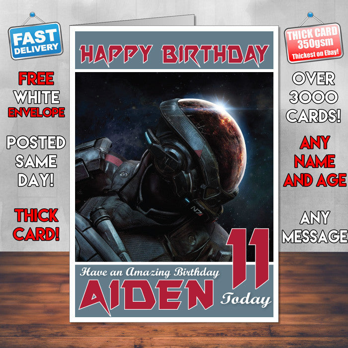 Personalised Kids Andromeda Mass Effect 1 Game Inspired Style Birthday Card (SA)