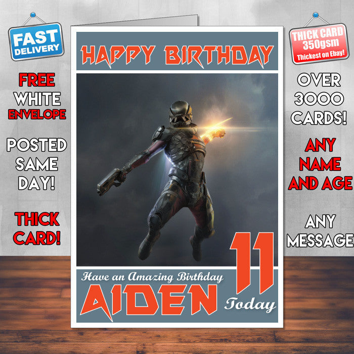 Personalised Kids Andromeda Mass Effect 2 Game Inspired Style Birthday Card (SA)