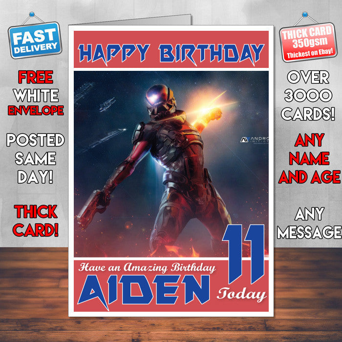 Personalised Kids Andromeda Mass Effect Game Inspired Style Birthday Card (SA)