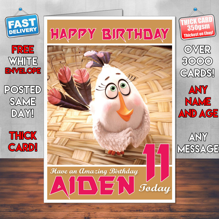 Personalised Kids Angry Birds Matilda Game Inspired Style Birthday Card (SA)