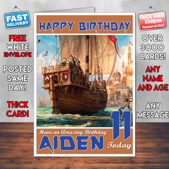 Personalised Kids Anno 1404 Game Inspired Style Birthday Card (SA)