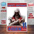 Personalised Kids Assassins Creed Ezio Game Inspired Style Birthday Card (SA)