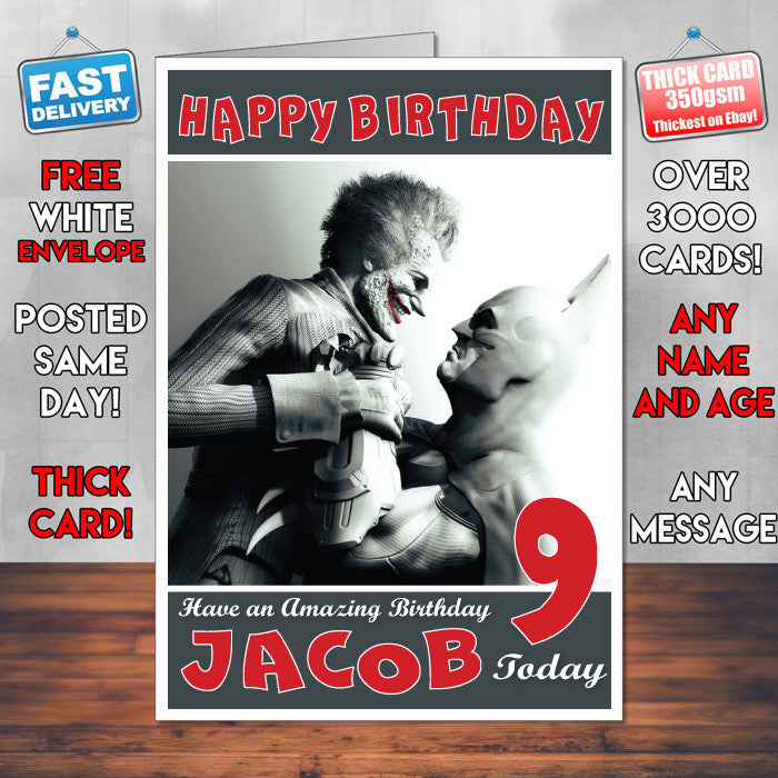 Personalised Kids Batman Arkham City Game Inspired Style Birthday Card (SA)