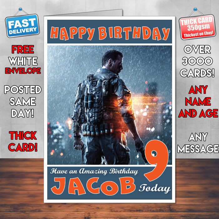 Personalised Kids Battlefield 31 Game Inspired Style Birthday Card (SA
