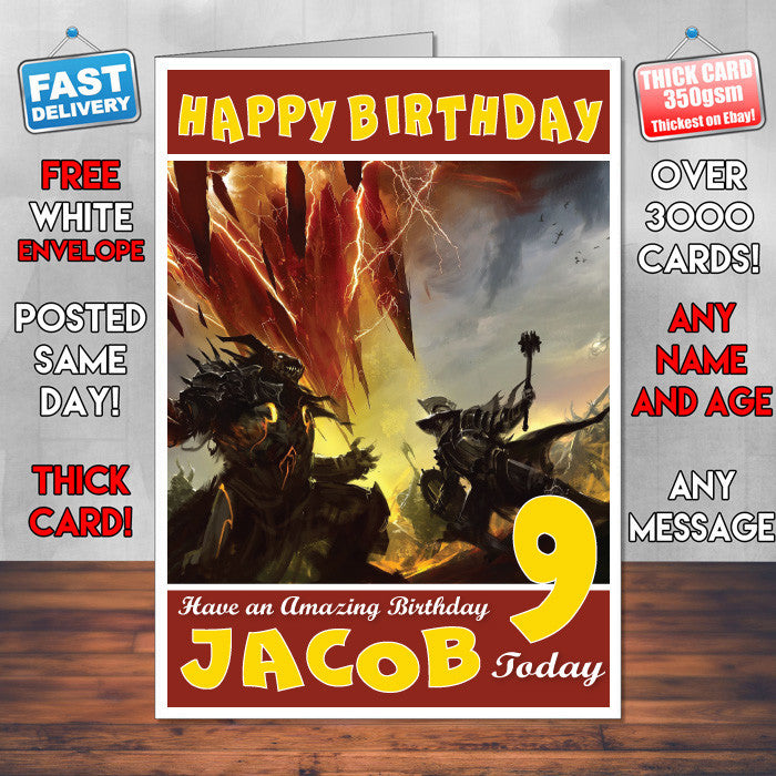 Personalised Kids Battleground Guild Wars 2 Game Inspired Style Birthday Card (SA)