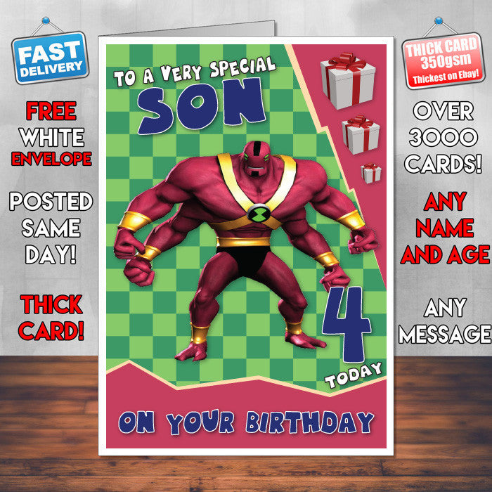 Personalised Kids Inspired Ben 10 Cosmic Destruction Birthday Card (SA)