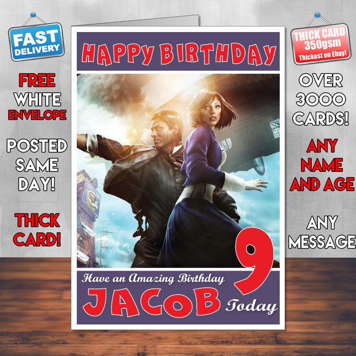 Personalised Kids Bioshock Infinite Game Inspired Style Birthday Card (SA)