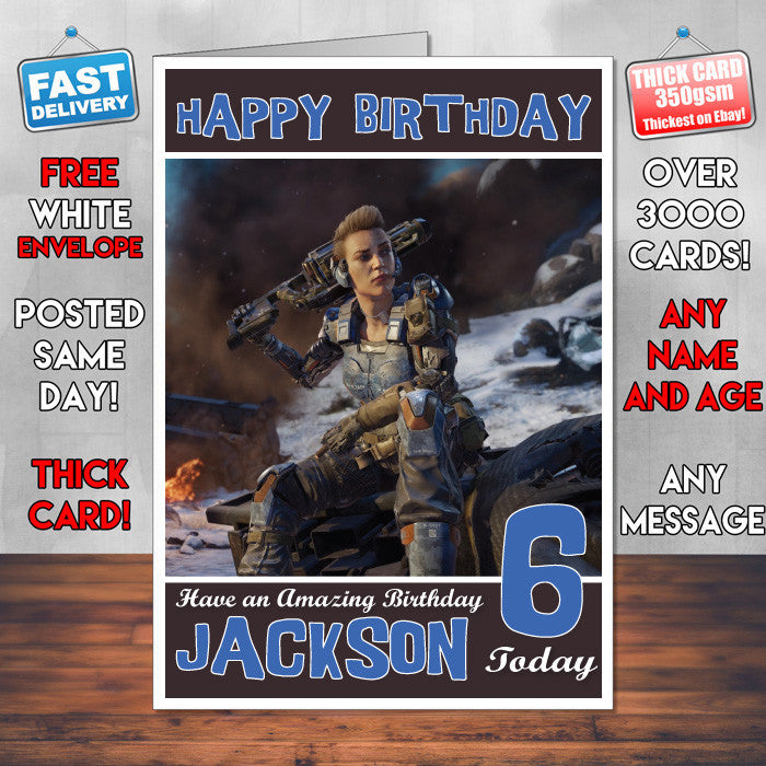 Personalised Kids Call Of Duty Black Ops Game Inspired Style Birthday Card (SA)