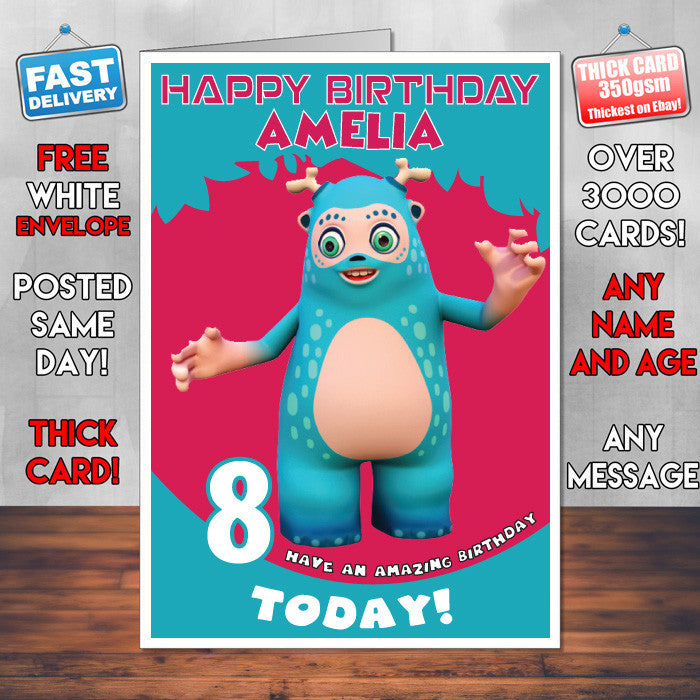 Personalised Kids Inspired Cartoon Character 1 3D Birthday Card (SA)