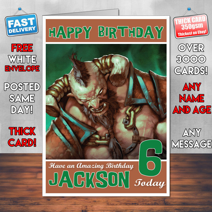 Personalised Kids Centaur Warrunner Dota 2 Game Inspired Style Birthday Card (SA)