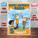 Personalised Kids Inspired Charlie And Lola 10 Style Theme Personalised Kidshows Birthday Card (SA)