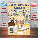 Personalised Kids Inspired Charlie And Lola 7 Style Theme Personalised Kidshows Birthday Card (SA)