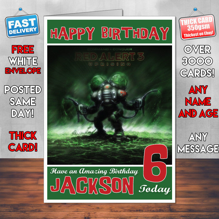 Personalised Kids Command And Conquer Red Alert 3 Game Inspired Style Birthday Card (SA)