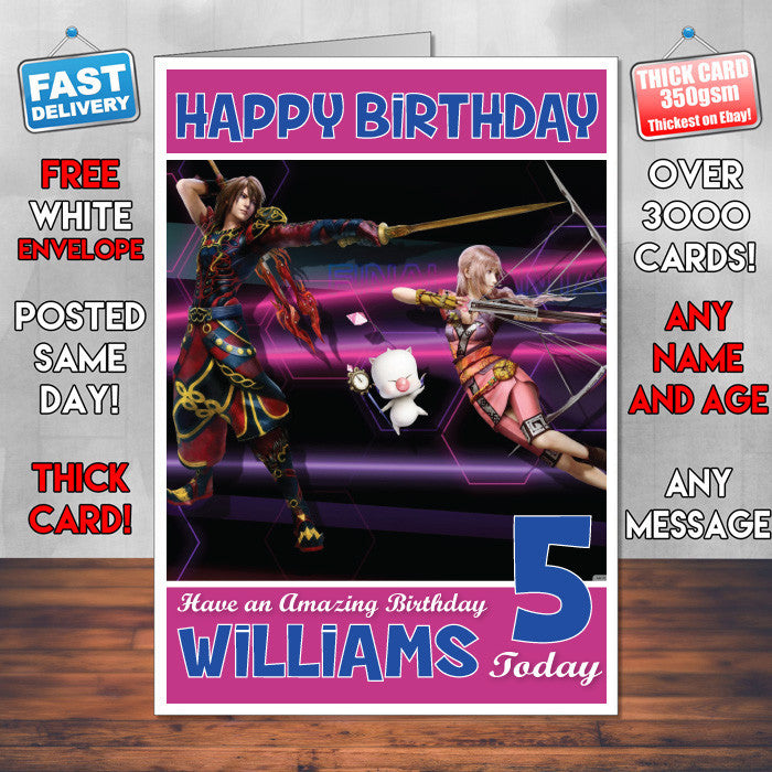 Personalised Kids DLC Ff13 Game Inspired Style Birthday Card (SA)