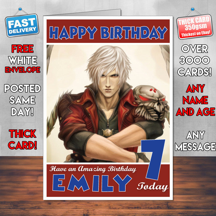Personalised Kids Dante Game Inspired Style Birthday Card (SA)