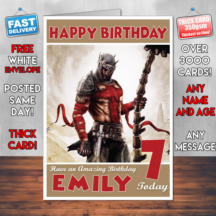 Personalised Kids Dantes Inferno 3 Game Inspired Style Birthday Card (SA)