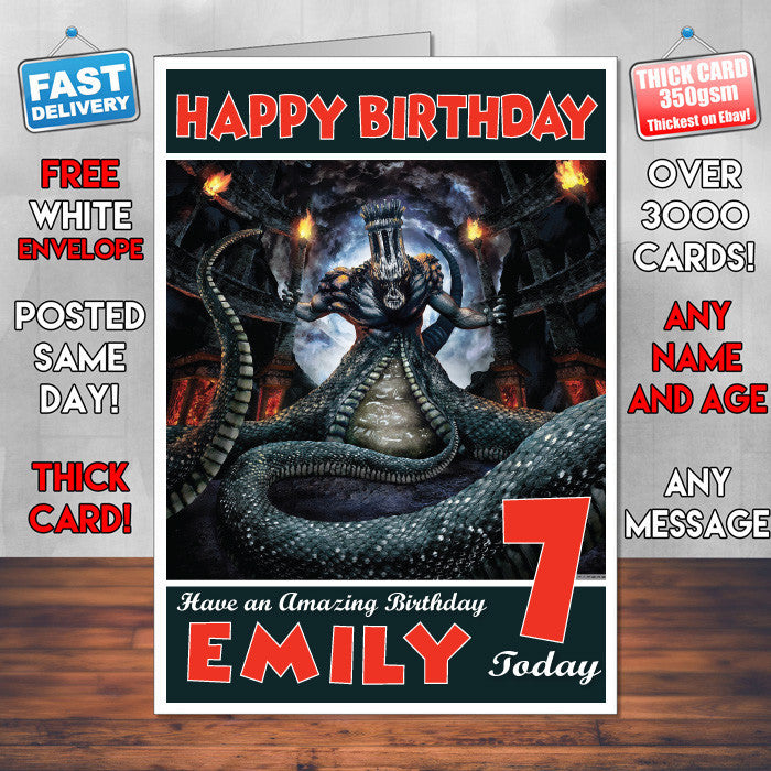 Personalised Kids Dantes Inferno Game Inspired Style Birthday Card (SA)