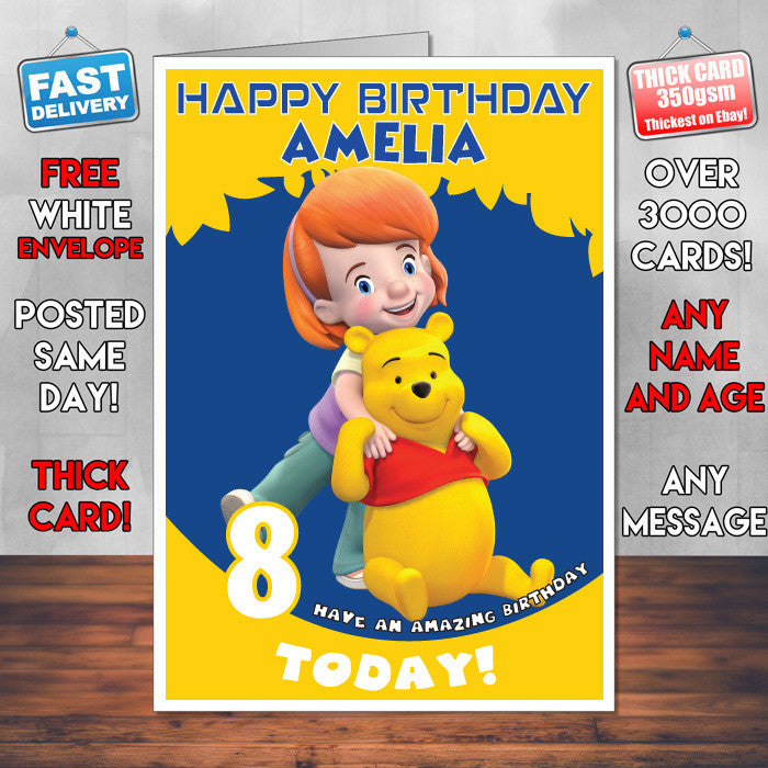 Personalised Kids Inspired Darby Pooh Birthday Card (SA)