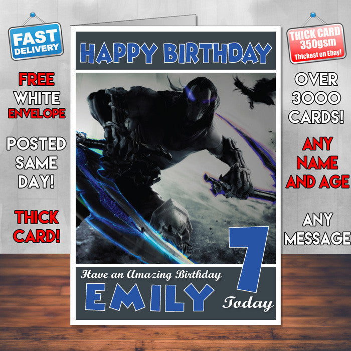 Personalised Kids Darksiders 9 Game Inspired Style Birthday Card (SA)