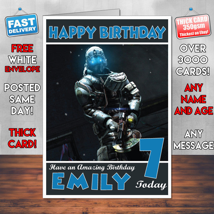 Personalised Kids Dead Space 16 Game Inspired Style Birthday Card (SA)