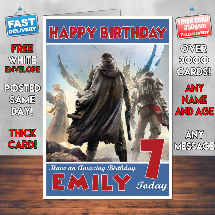 Personalised Kids Destiny 3 Game Inspired Style Birthday Card (SA)