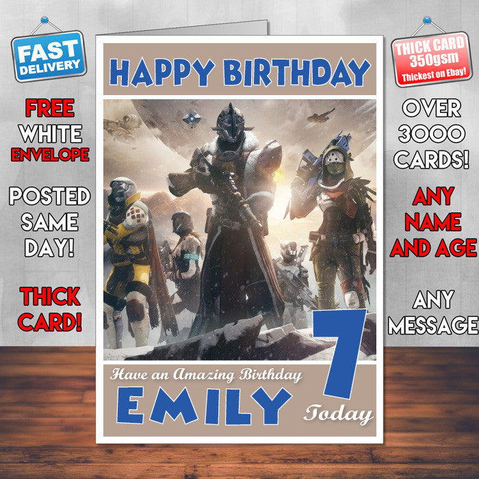 Personalised Kids Destiny Game Inspired Style Birthday Card (SA)