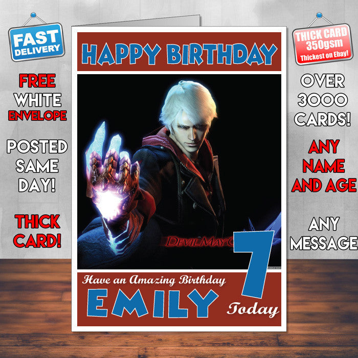 Personalised Kids Devil May Cry 2 Nero Game Inspired Style Birthday Card (SA)