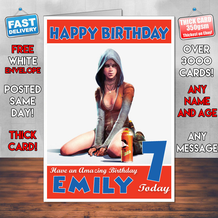 Personalised Kids Devil May Cry Kat Game Inspired Style Birthday Card (SA)