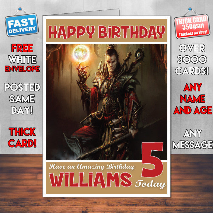 Personalised Kids Diablo Iii 3 Game Inspired Style Birthday Card (SA)