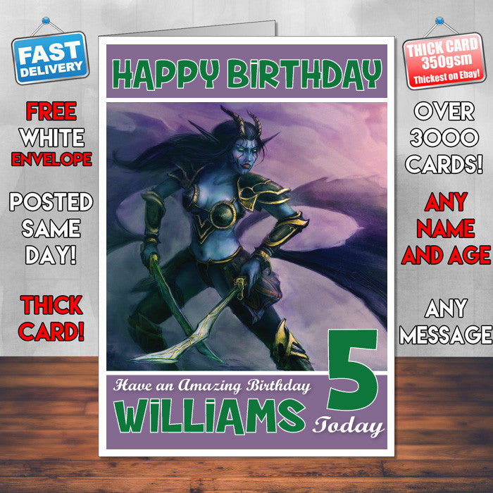 Personalised Kids Dota 2 Queen Akasha Game Inspired Style Birthday Card (SA)