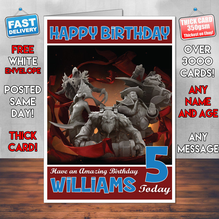 Personalised Kids Dota 2 The International Game Inspired Style Birthday Card (SA)