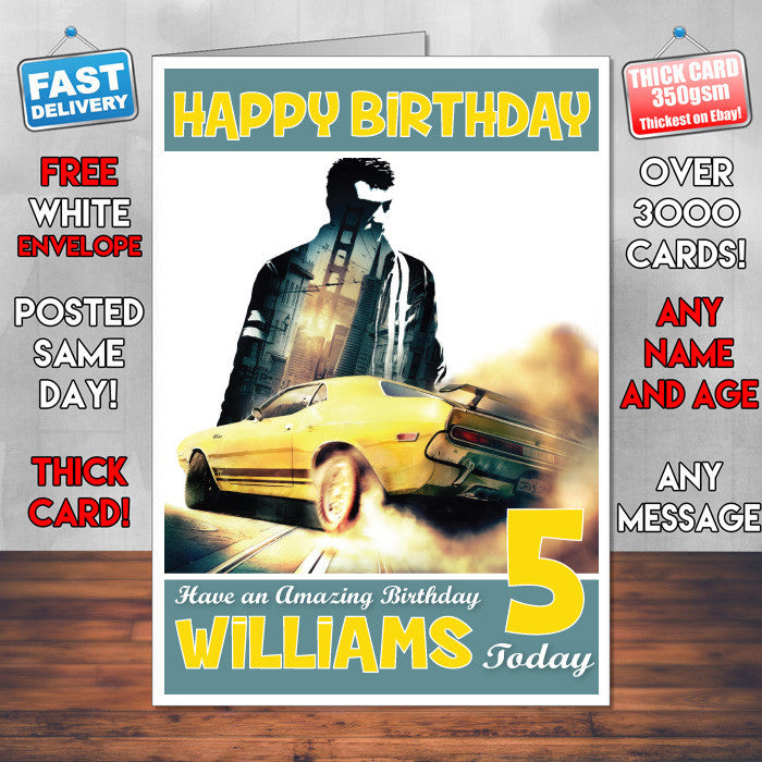 Personalised Kids Driver San Francisco Game Inspired Style Birthday Card (SA)