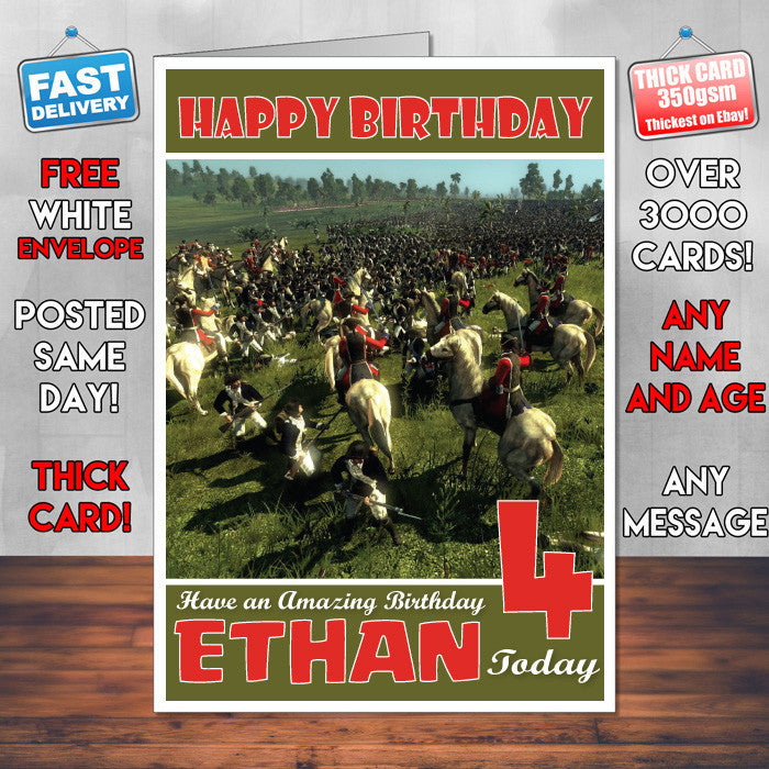 Personalised Kids Empire Total War Battlefield Game Inspired Style Birthday Card (SA)