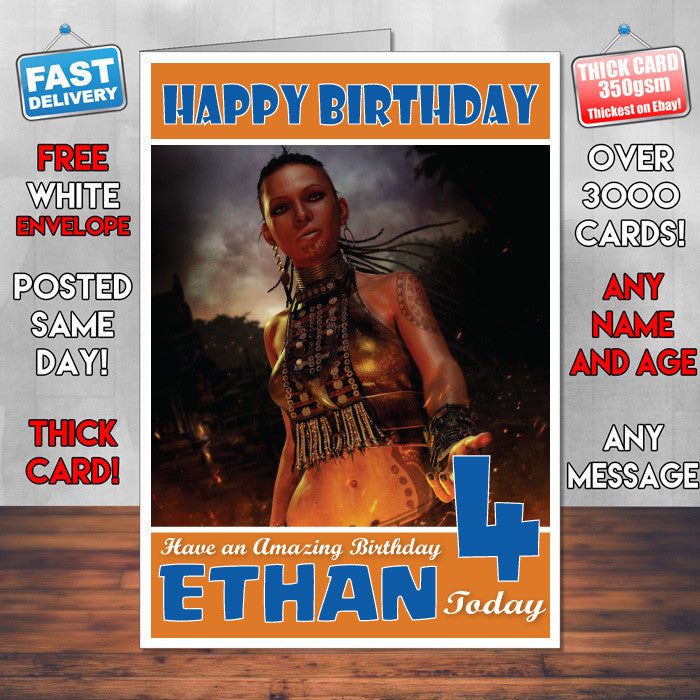 Personalised Kids Far Cry 1 Game Inspired Style Birthday Card (SA)