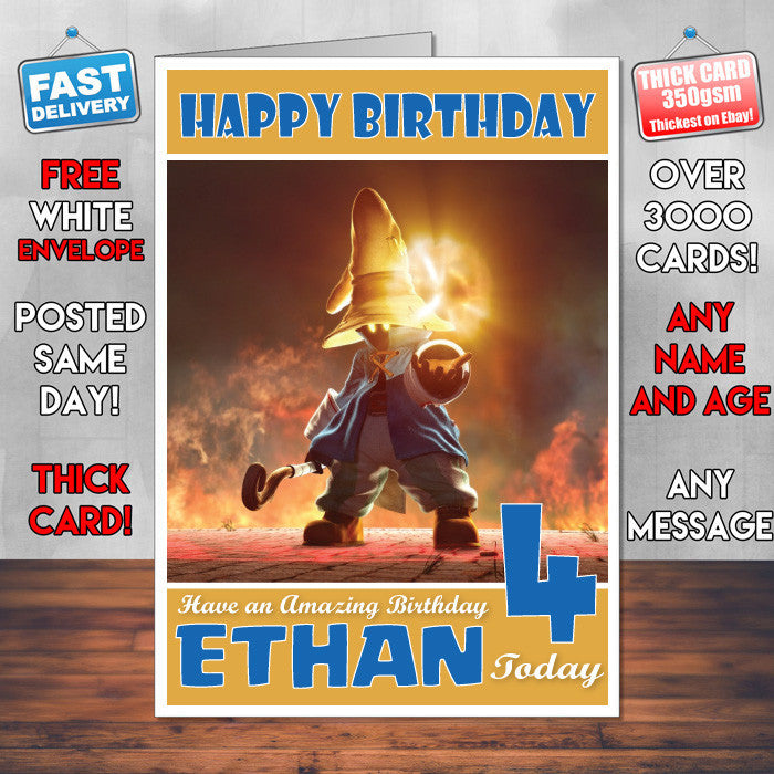 Personalised Kids Final Fantasy Ix Game Inspired Style Birthday Card (SA)