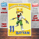 Personalised Kids Inspired Fox Mccloud Birthday Card (SA)